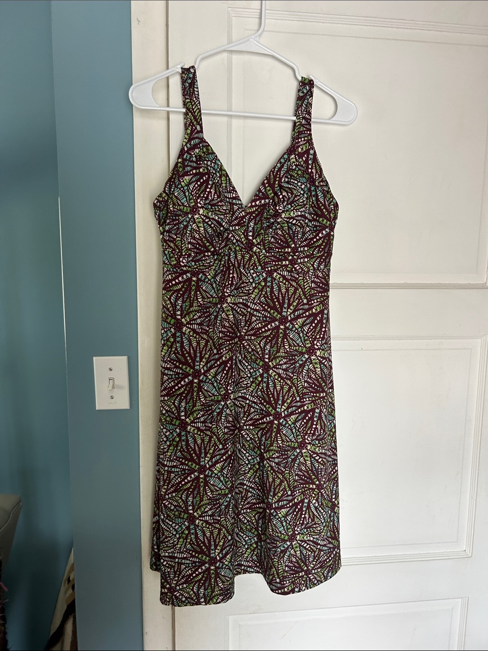 Patagonia Brown Green Multicolor batik floral Mini Dress